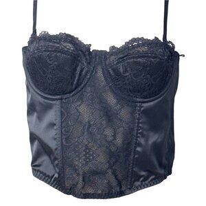 Sincerely Jules Black Lace Corset Top Boned Bustier Adjustable Straps Size S